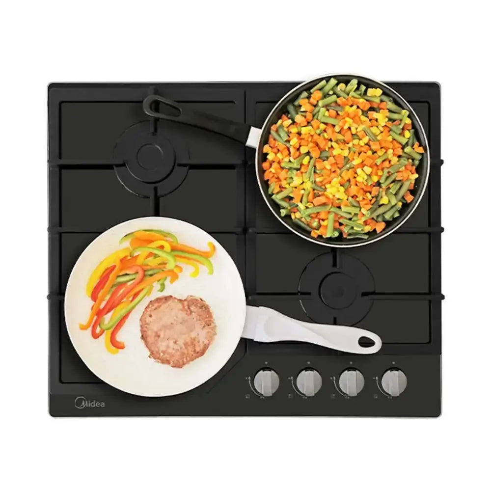 Plantilla de Gas Empotrable 24’’ Vidrio Negro Midea (MTGB24R3402GG) - Plantillas