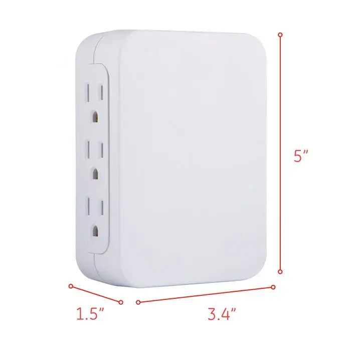 Protector de Picos 6 Tomas Pared 1200J GE (10353) - Protectores Voltaje