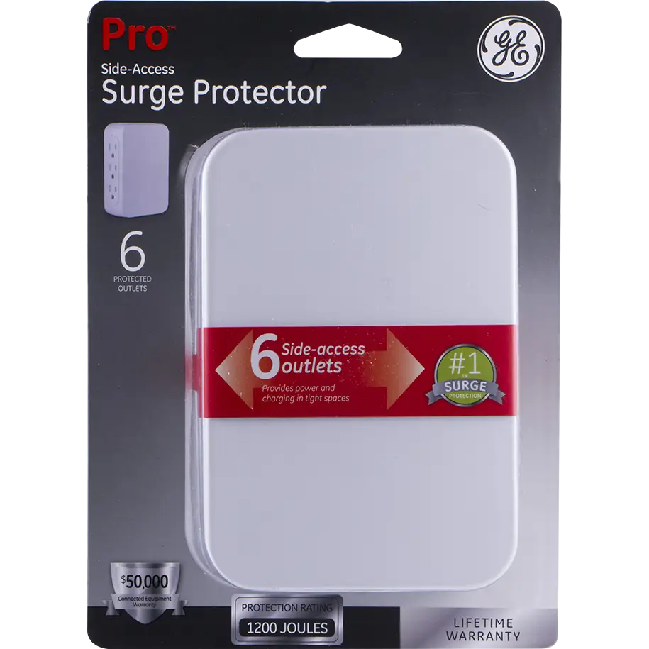 Protector de Picos 6 Tomas Pared 1200J GE (10353) - Protectores Voltaje