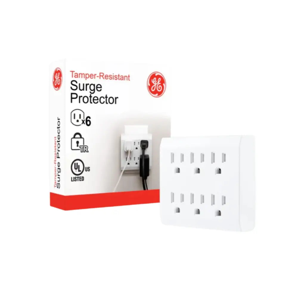 Protector de Picos 6 Tomas Pared 440 J Blanco GE (37155) Protectores Voltaje