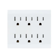 Protector de Picos 6 Tomas Pared 440 J Blanco GE (37155) Protectores Voltaje