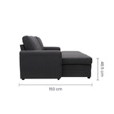 Sofá Seccional Lino Gris con Sofá Cama y Chaise con Baúl Tokoa (SA-4265) yapcr.com Costa Rica