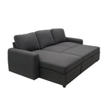 Sofá Seccional Lino Gris con Sofá Cama y Chaise con Baúl Tokoa (SA-4265) yapcr.com Costa Rica