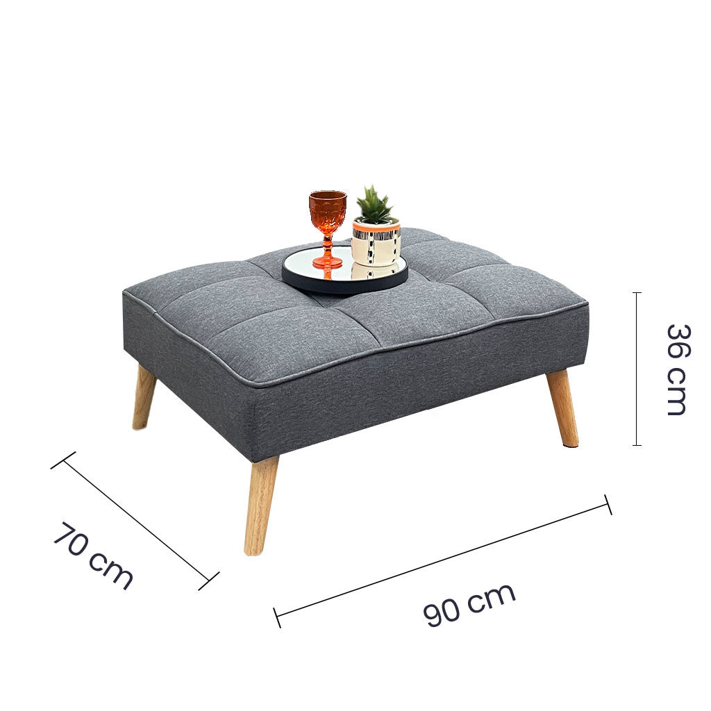 Sofá Cama Tokoa con Piecero en Tela de Lino en Color Gris (SA-4304) yapcr.com Costa Rica