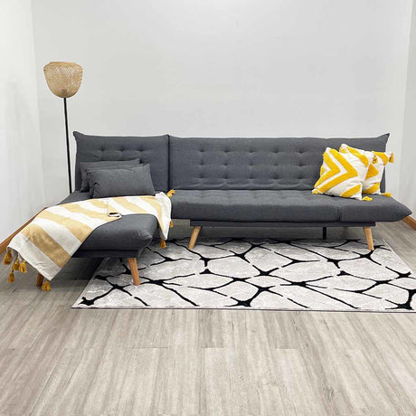 Sofá Cama Tokoa con Diván en Tela de Lino en Color Gris (SA-4306) yapcr.com Costa Rica