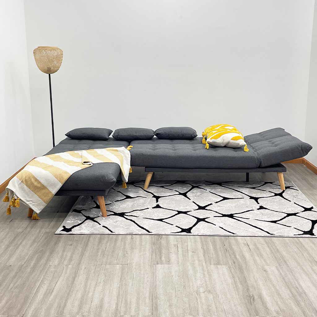 Sofá Cama Tokoa con Diván en Tela de Lino en Color Gris (SA-4306) yapcr.com Costa Rica