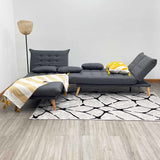 Sofá Cama Tokoa con Diván en Tela de Lino en Color Gris (SA-4306) yapcr.com Costa Rica