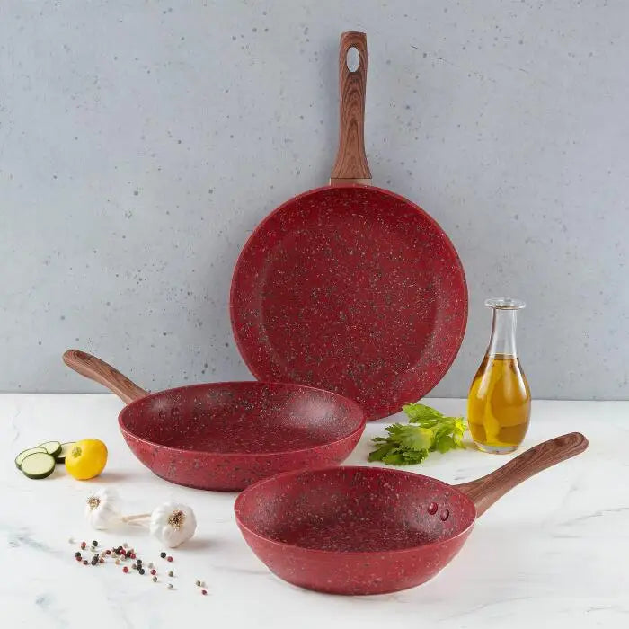 Set de 3 Sartenes Granito Rojo Monix (704030)