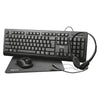 Set Oficina 4 en 1 Teclado Mouse Audífonos y Pad Trust Primo Negro (24262)