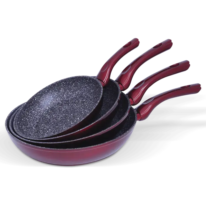 Set de Sartenes Rojos Mármol 4 Piezas Monix (704029)