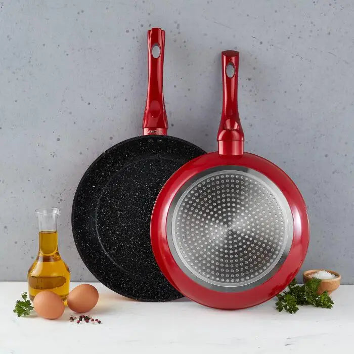 Set de Sartenes Rojos Mármol 4 Piezas Monix (704029)