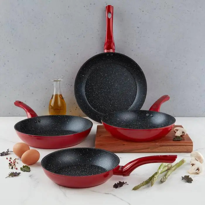Set de Sartenes Rojos Mármol 4 Piezas Monix (704029)