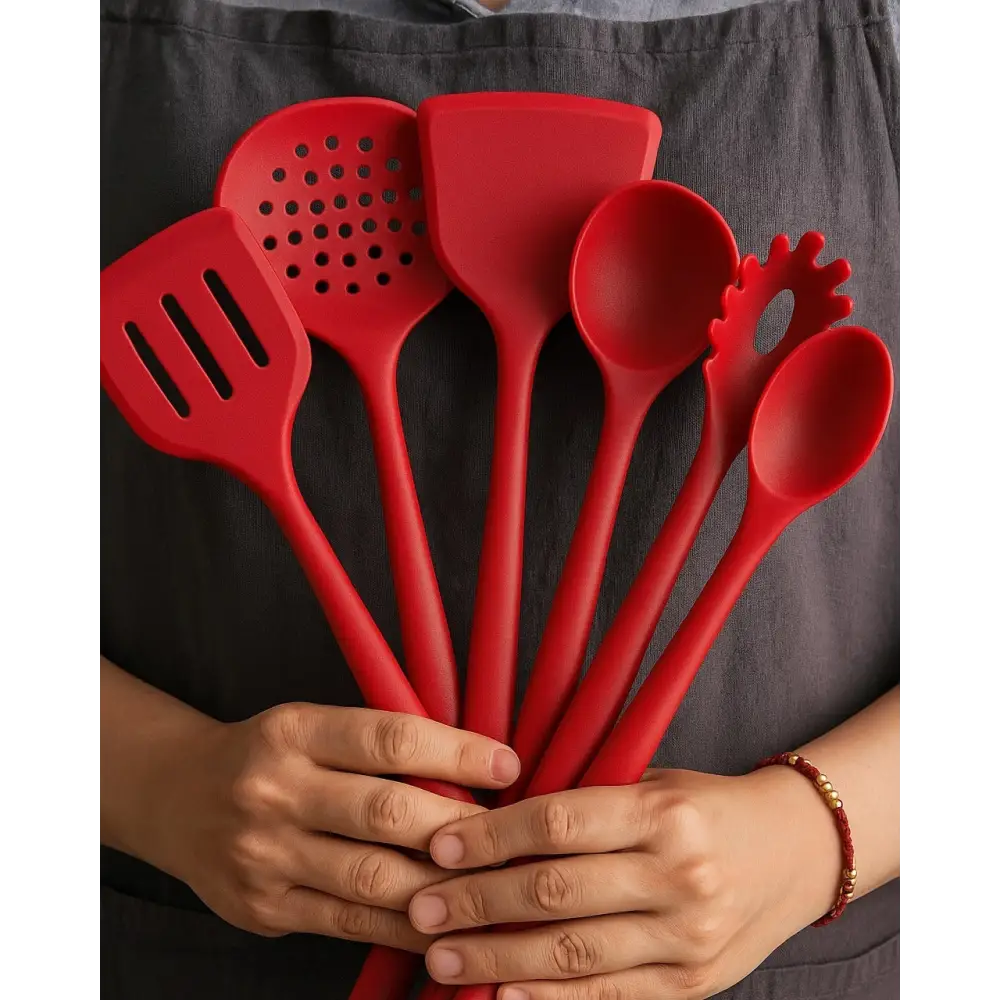 Set de Utensilios Cocina 6 Piezas Silicón Rojo Vegga (UTSR06) Espátula