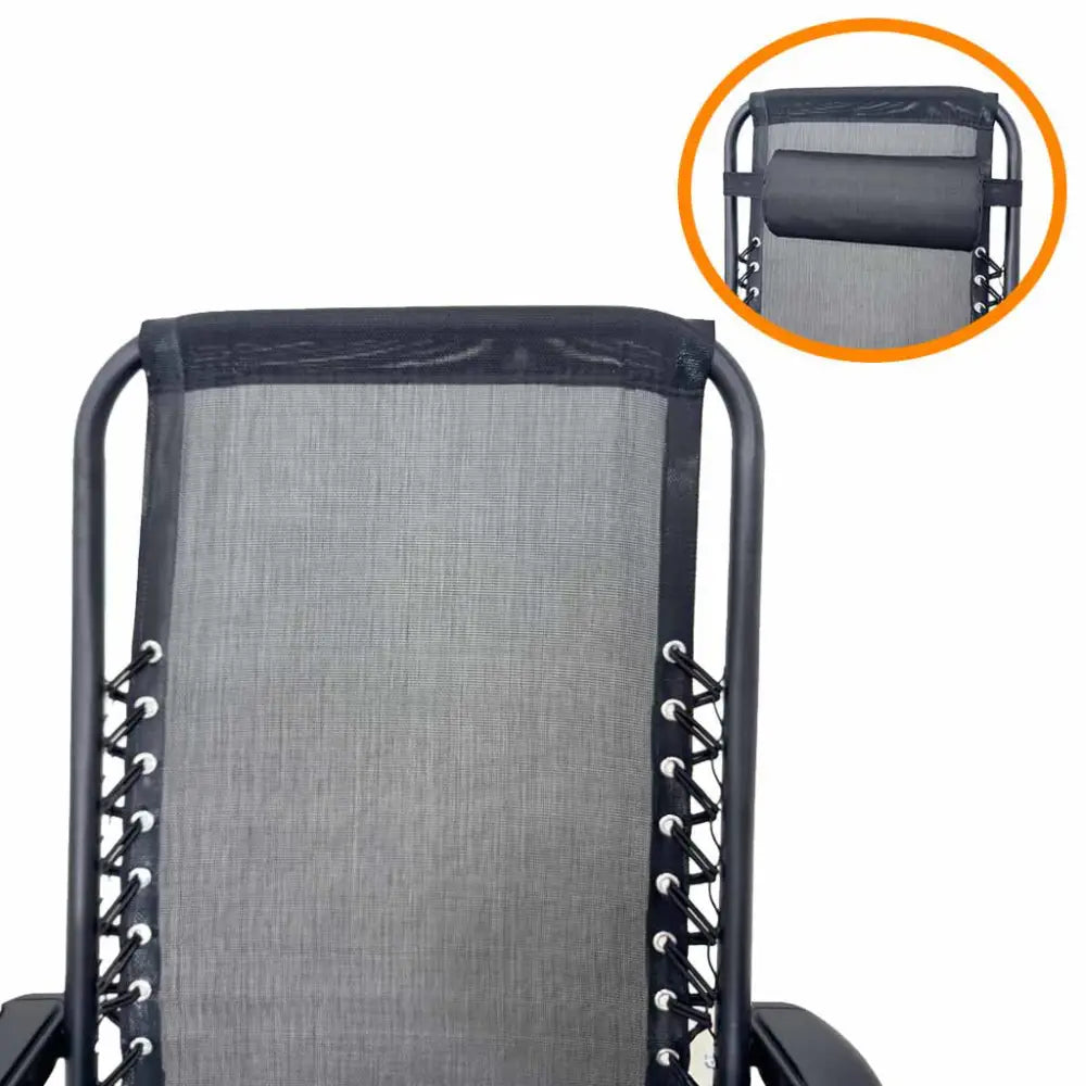 Silla Cero Gravedad de Metal Plegable en Color Negro (EX 7169) Cama Soleadora