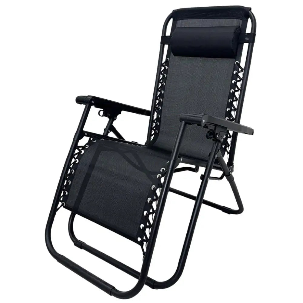 Silla Cero Gravedad de Metal Plegable en Color Negro (EX 7169) Cama Soleadora