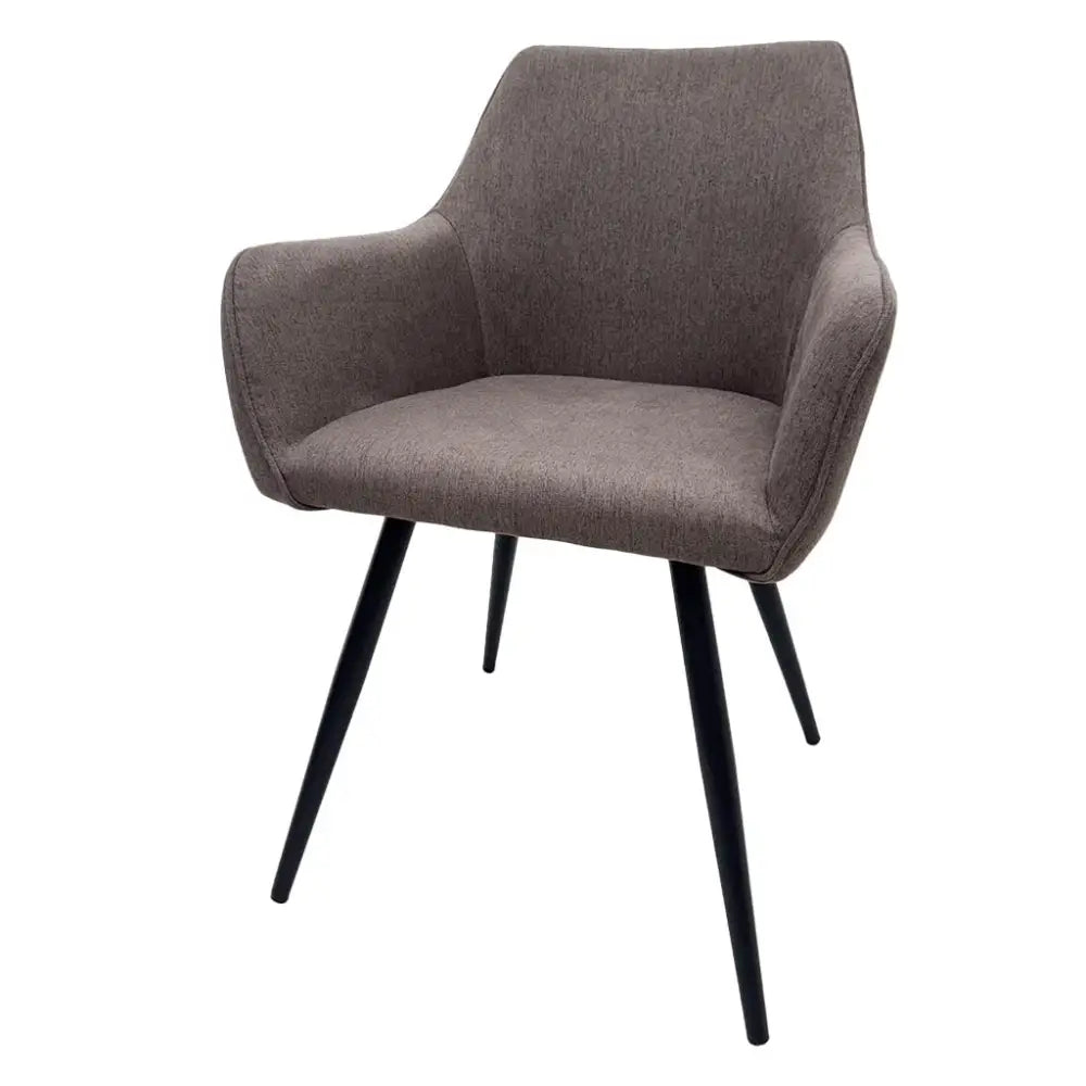 Silla de Comedor con Reposabrazos Tela Lino Café Tokoa (CS-688) - Sillas