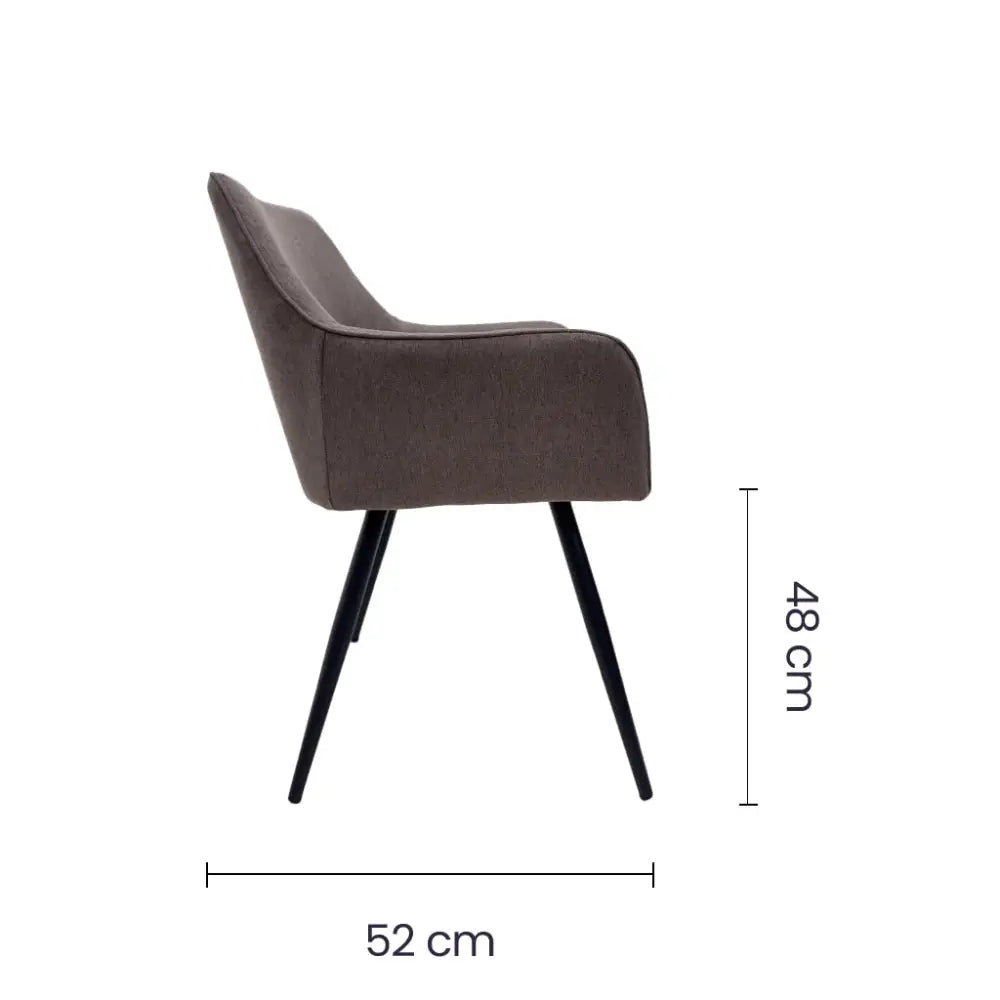 Silla de Comedor con Reposabrazos Tela Lino Café Tokoa (CS-688) - Sillas