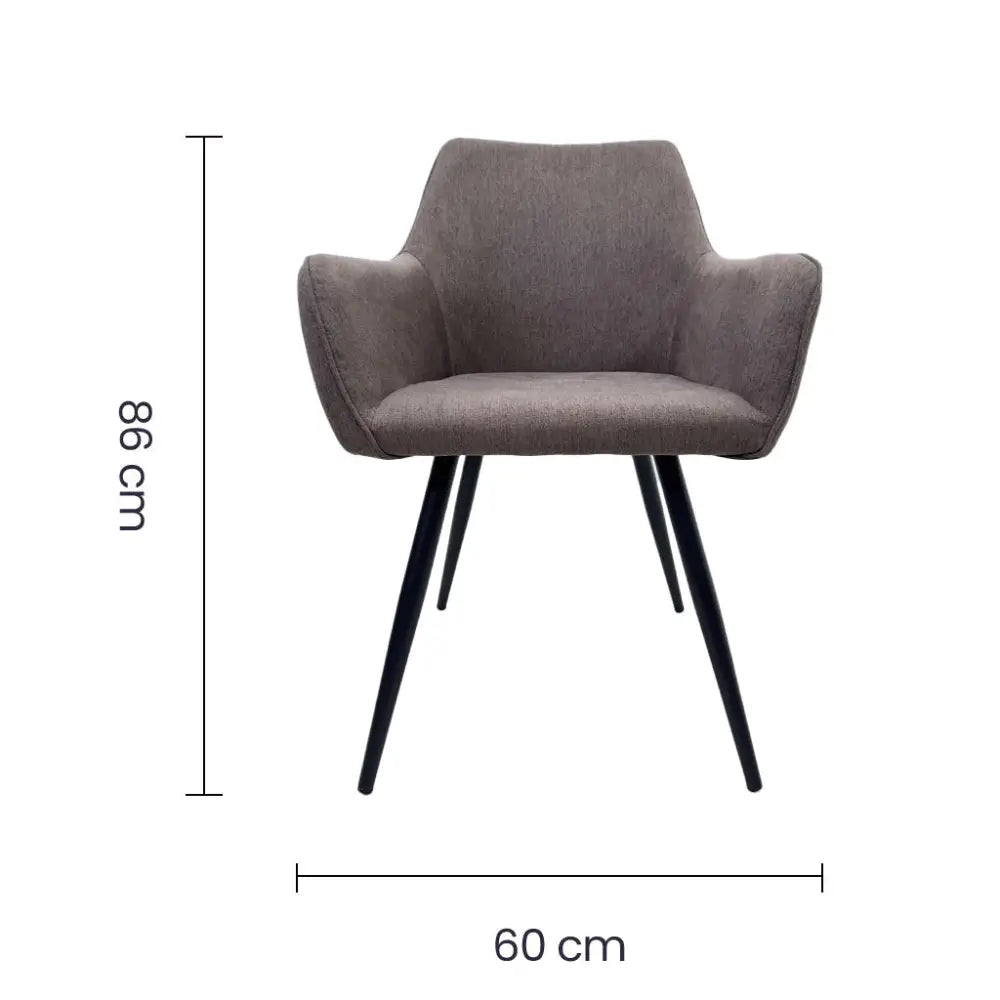 Silla de Comedor con Reposabrazos Tela Lino Café Tokoa (CS-688) - Sillas