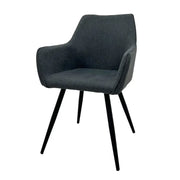 Silla de Comedor con Reposabrazos Tela Lino Gris Tokoa (CS-684) - Sillas