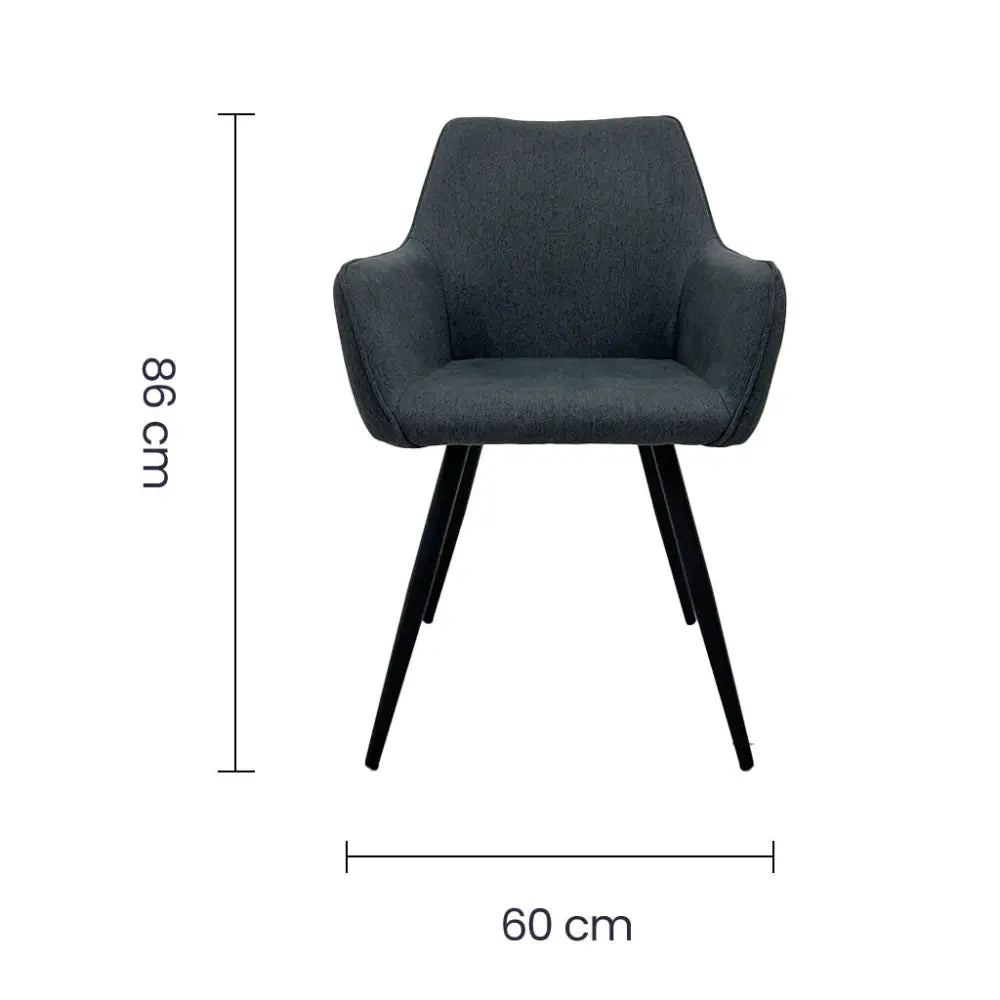Silla de Comedor con Reposabrazos Tela Lino Gris Tokoa (CS-684) - Sillas