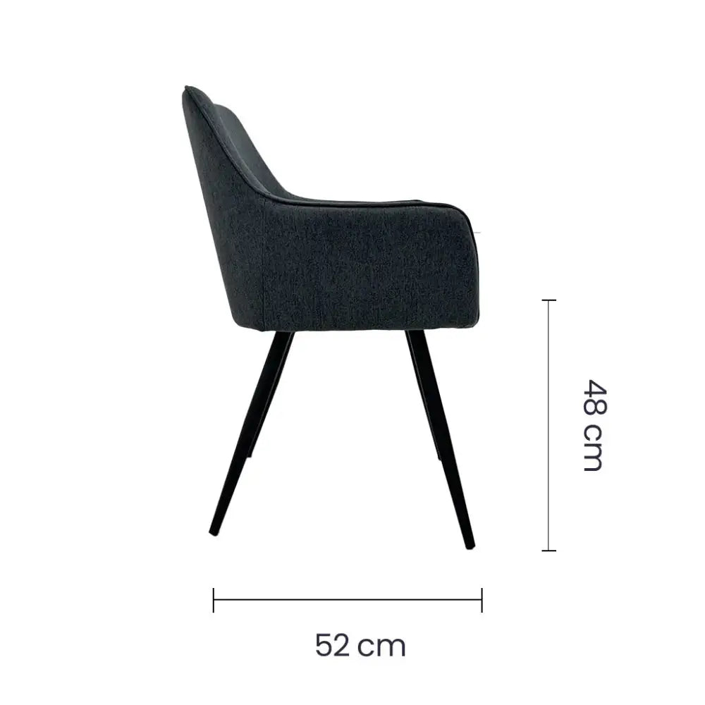Silla de Comedor con Reposabrazos Tela Lino Gris Tokoa (CS-684) - Sillas