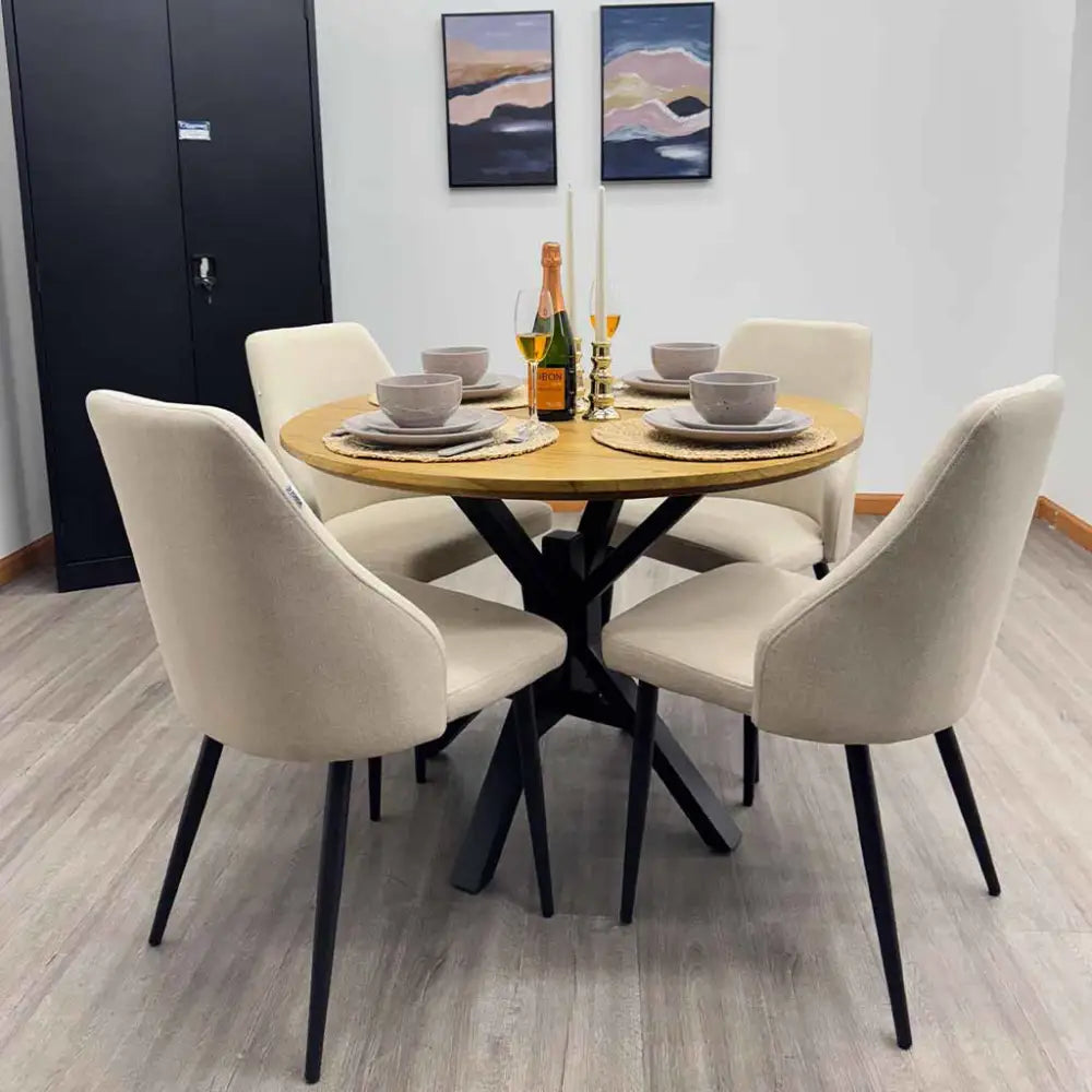 Silla de Comedor Tela Lino Beige Tokoa (CS-687) - Sillas