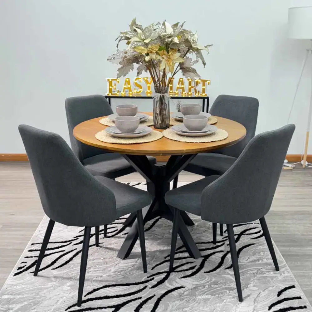 Silla de Comedor Tela Lino Gris Tokoa (CS-683) - Sillas