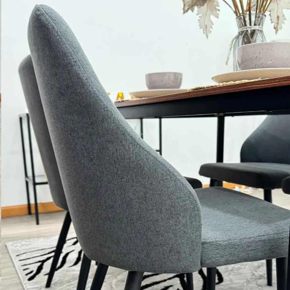 Silla de Comedor Tela Lino Gris Tokoa (CS-683) - Sillas