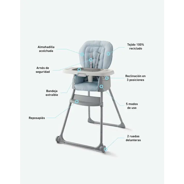 Silla de Comer Graco 5 en 1 Made2Grow Hudson (2203027) - Sillas
