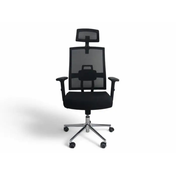 Silla Ejecutiva con Cabecera Respaldo Ajustable en Altura Base Metálica Color Negro - Sillas de Escritorio
