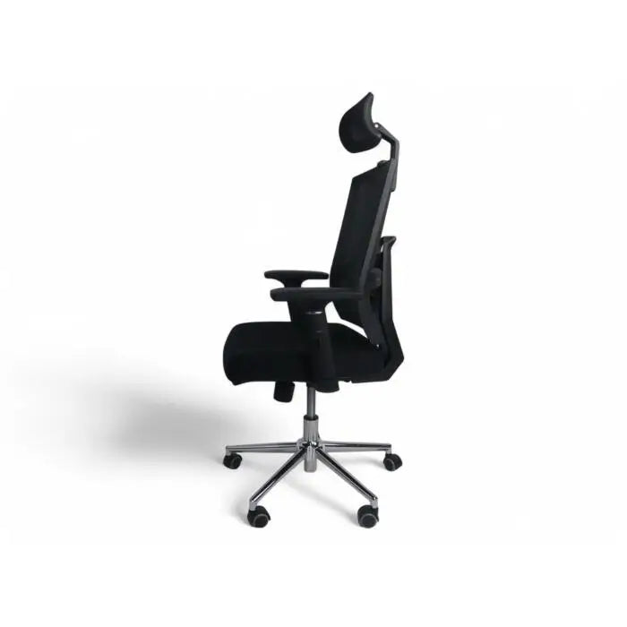 Silla Ejecutiva con Cabecera Respaldo Ajustable en Altura Base Metálica Color Negro - Sillas de Escritorio