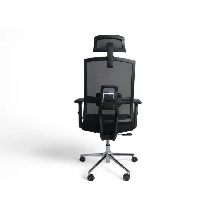 Silla Ejecutiva con Cabecera Respaldo Ajustable en Altura Base Metálica Color Negro - Sillas de Escritorio