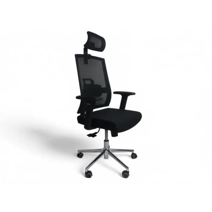 Silla Ejecutiva con Cabecera Respaldo Ajustable en Altura Base Metálica Color Negro - Sillas de Escritorio