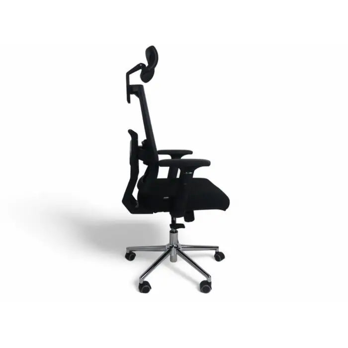 Silla Ejecutiva con Cabecera Respaldo Ajustable en Altura Base Metálica Color Negro - Sillas de Escritorio