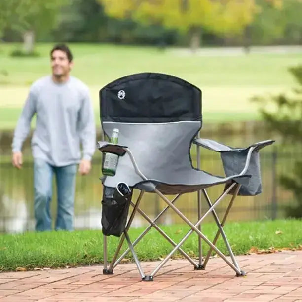 Silla Plegable con Hielera Quad V2 Gris Negro Coleman (2000034873) - Sillas Plegables