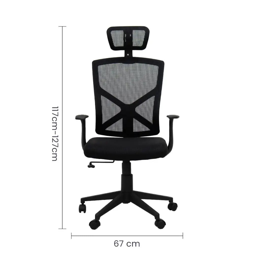 Silla Semi Ejecutiva Ergonómica de Malla Tokoa Negra (OS-2160) - Sillas Escritorio