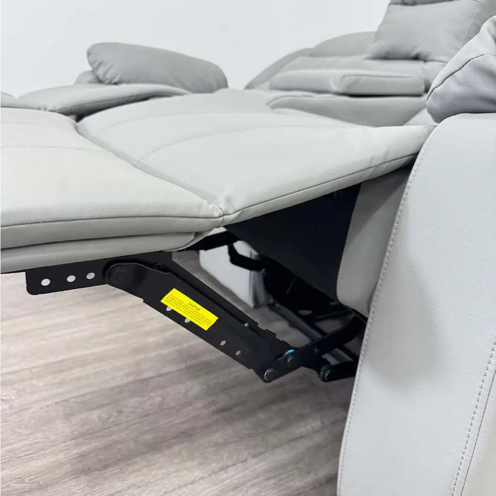 Sillón Reclinable Doble con Portavasos Tela Vinilo Antirayaduras Gris Tokoa (SA-4342)