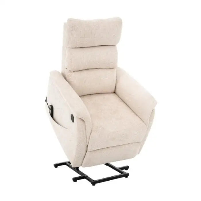 Sillón Reclinable Individual Eléctrico Orión con Sistema Lift Tela Crema