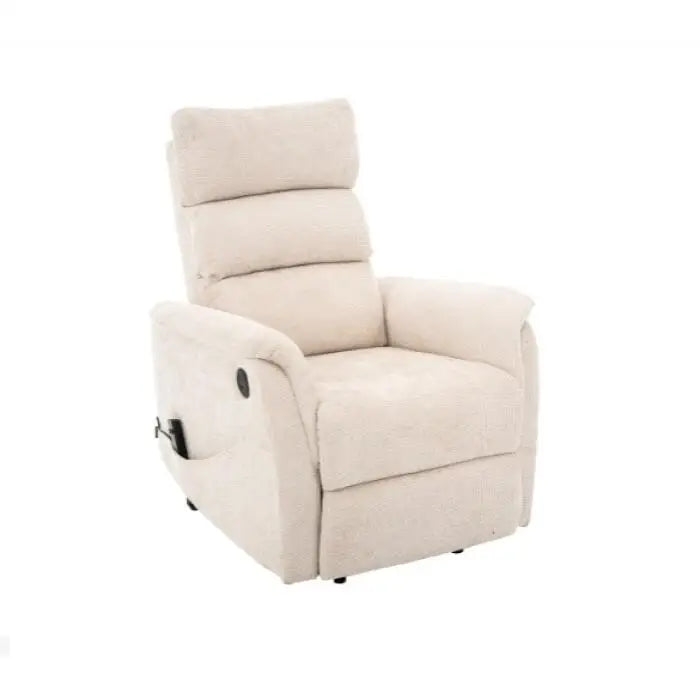 Sillón Reclinable Individual Eléctrico Orión con Sistema Lift Tela Crema
