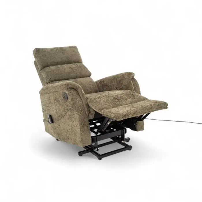 Sillón Reclinable Individual Eléctrico Orión con Sistema Lift Tela Verde Olivo