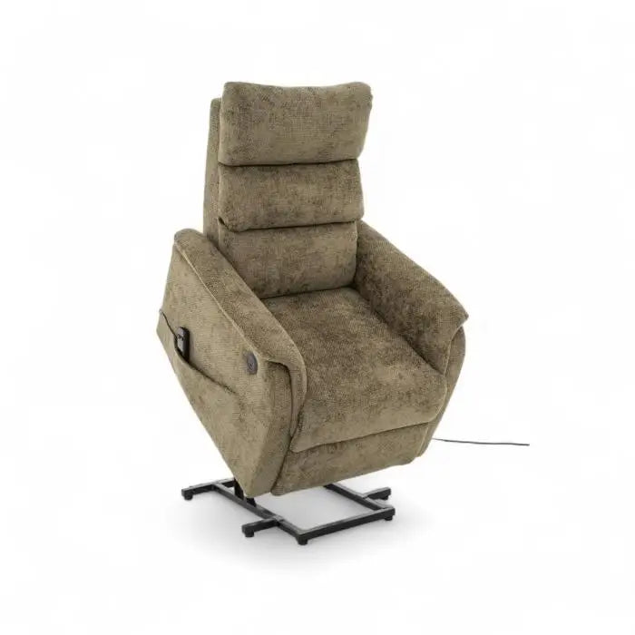 Sillón Reclinable Individual Eléctrico Orión con Sistema Lift Tela Verde Olivo