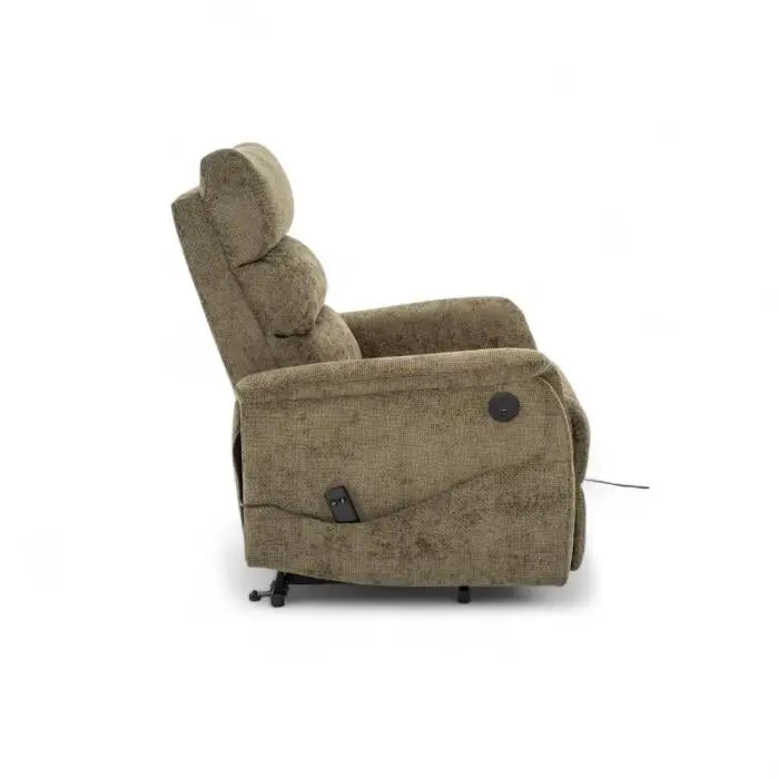 Sillón Reclinable Individual Eléctrico Orión con Sistema Lift Tela Verde Olivo