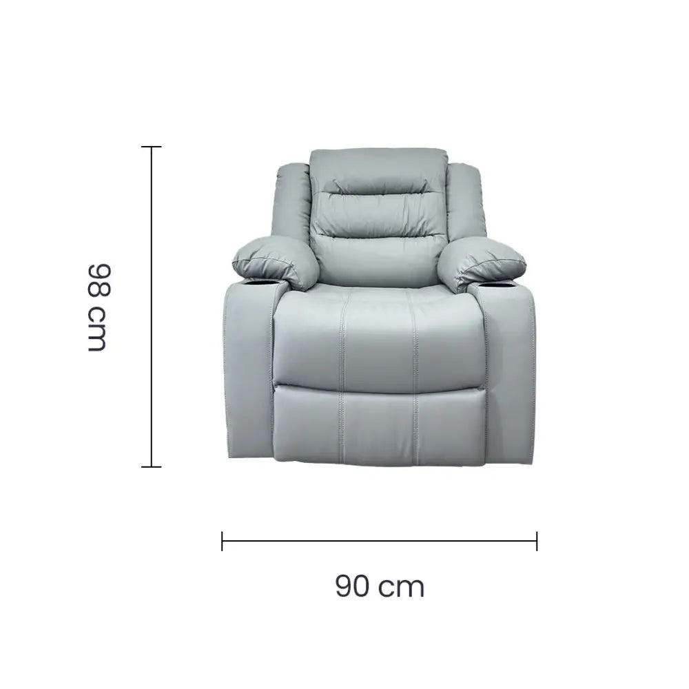 Sillón Reclinable Individual con Portavasos Tela Vinilo Antirayaduras Gris Tokoa (SA-4343)