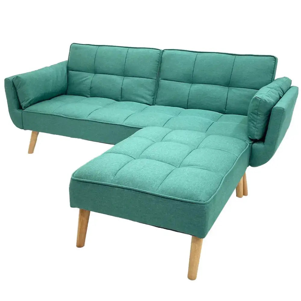 Sofá Cama Tokoa con Piecero en Tela de Lino en Color Turquesa (SA-4305) yapcr.com Costa Rica