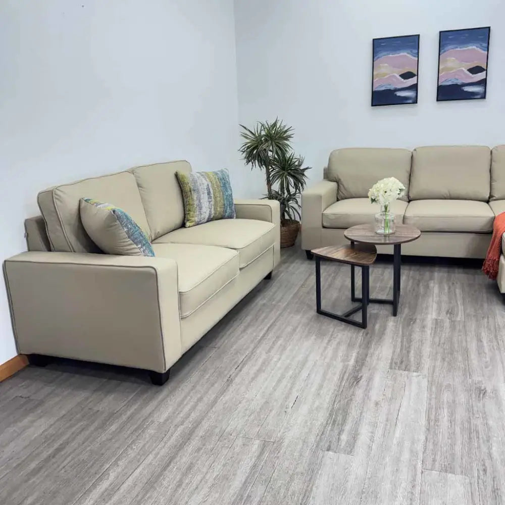 Sofá Doble en Tela Vinilo Antirayaduras Beige Tokoa (SA-4341) - Sillón