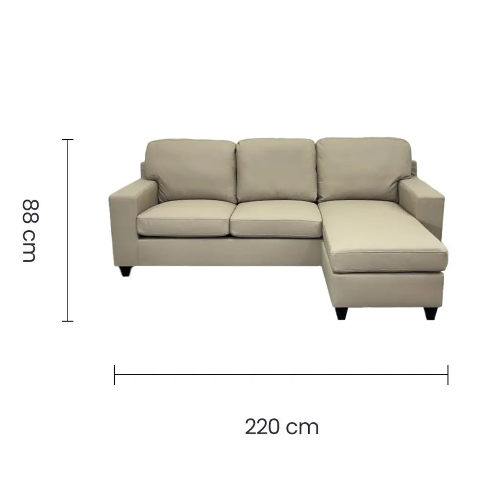 Sofá Seccional en L Tela Vinilo Antirayaduras Beige con Piecero Movible Tokoa (SA-4340)
