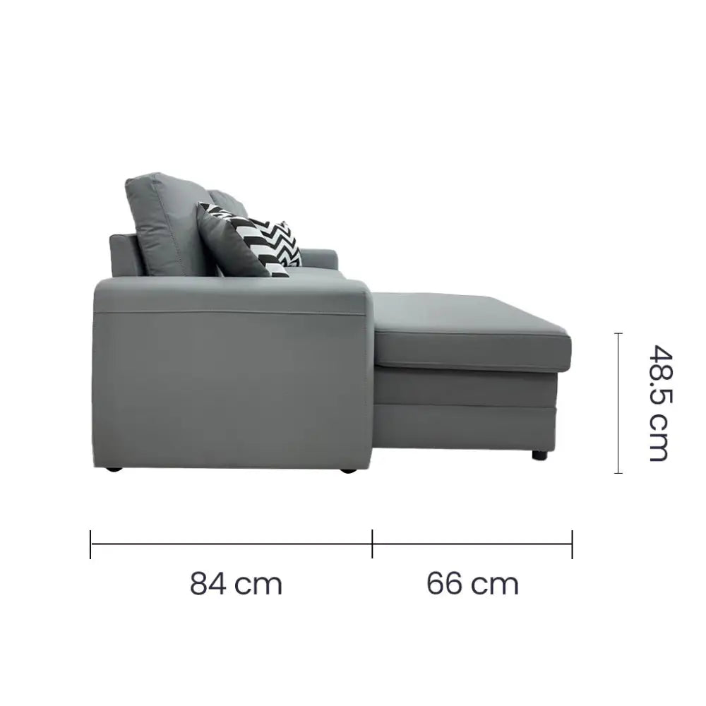 Sofá Seccional Tela Vinilo Antirayadura Gris con Cama y Chaise Baúl Tokoa (SA-4339)