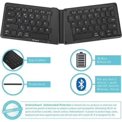 Teclado Inalámbrico Ergonómico Plegable Español Targus (AKF003ES)