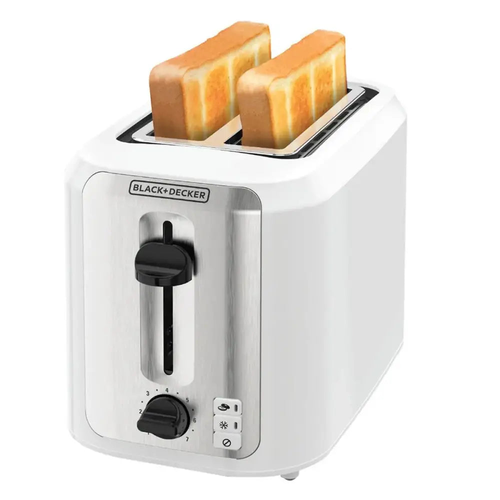 Tostador de Pan 2 Rebanadas Blanco con Plateado Black + Decker (TR7827-1WDLA) - Tostadores