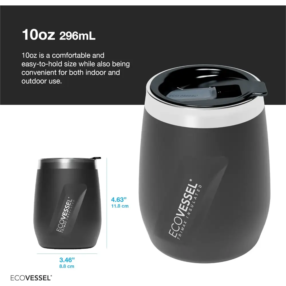 Vaso Térmico EcoVessel The Port de Acero Inoxidable 10 oz con Tapa Deslizante Thunder Struck (PORT10OTS) Botella